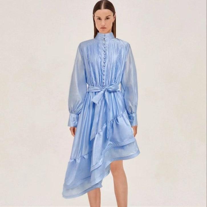 Pleated Mid Length Evening Dress