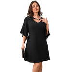 Flattering Black Dress: Flare Sleeves, V-Neck