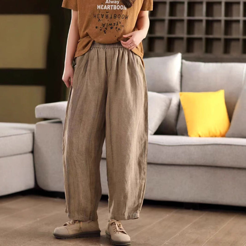 Retro Linen Harem Pants: Tapered & Lined