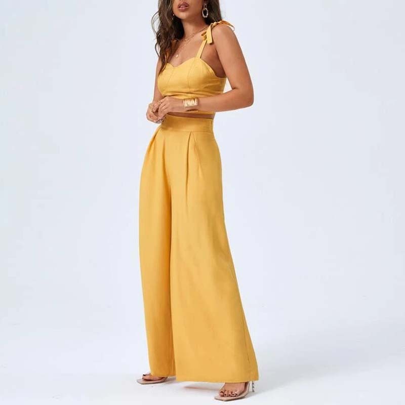 Wide Leg Casual Pants Two Piece Set - runwayfashionista.com