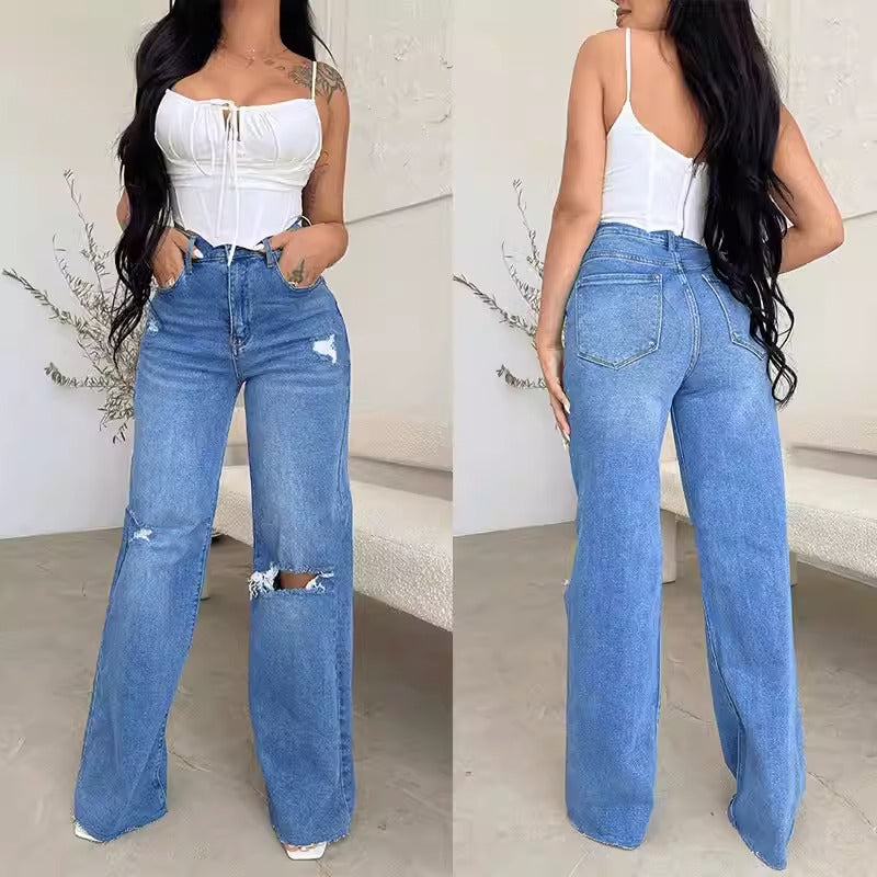 Loose Casual High Waist Jeans - runwayfashionista.com