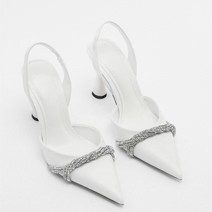 Pointed toe High Heel Shoes Slingback - runwayfashionista.com
