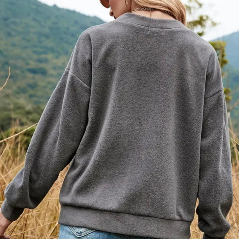 V-Neck Dropped Shoulder Jacket - runwafashionista.com
