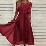 Elevate Your Presence: The Elegant Chiffon Lace Hollow-Out Maxi Dress