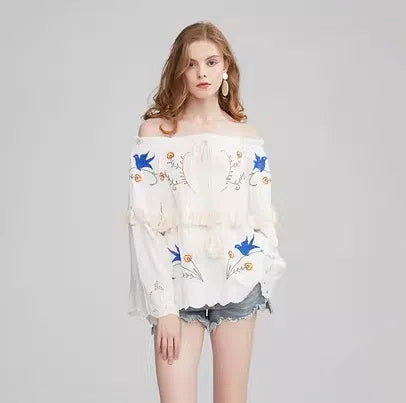 Flower Embroidery Shirt Top