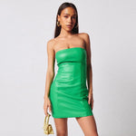 Strapless Slim Fit Hugging PU Leather Dress
