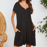 Short Sleeved Pocket Dress - runwayfashionista.com