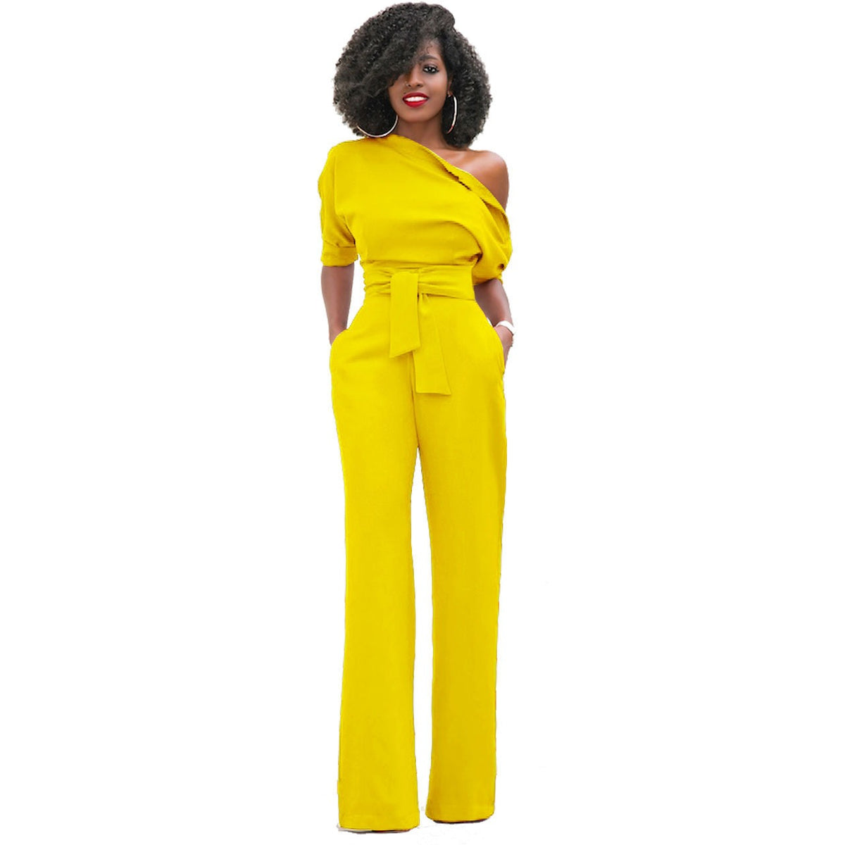 Diagonal collar button up jumpsuit - runwayfashionista.com