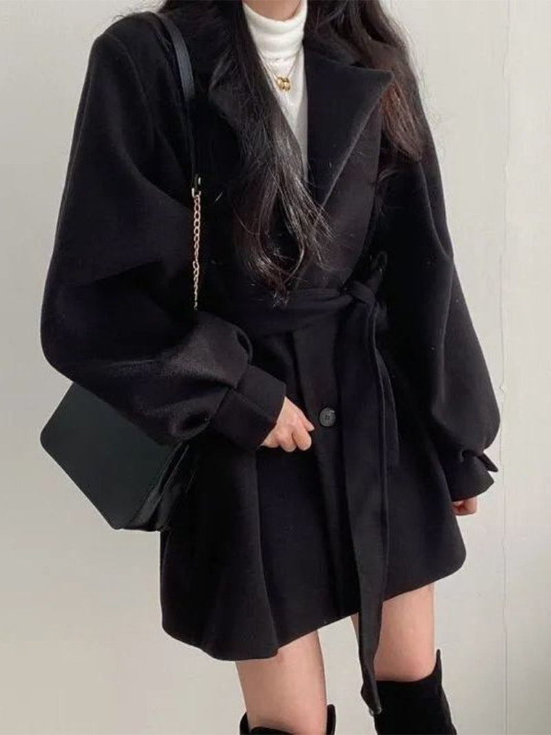 Stylish Waistband Woollen Coat - runwayfashionista.com