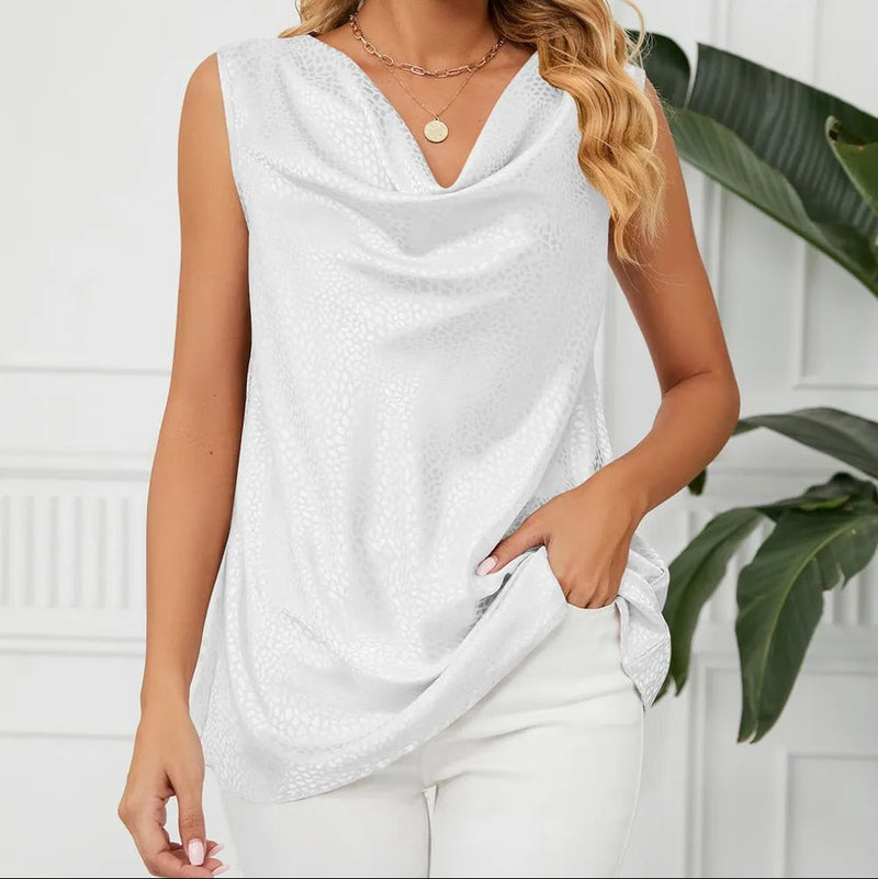 Solid Cowl Neck Top - runwayfashionista.com