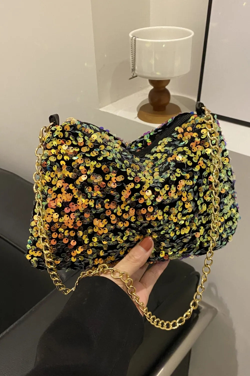 Sequin Removable Strap Shoulder Bag - Stylish & Versatile - runwayfashionista.com