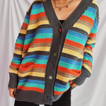 Contrast Stripes Button Up Long Sleeve Cardiganrunwayfashonista.com