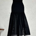 🖤 THE BREEZE-READY ICON: Strapless Mesh Midi Dress with SlitSkirt - blck