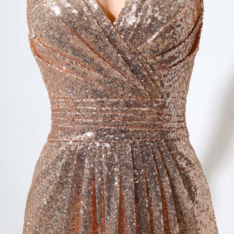 Rose Gold Sequin Bridesmaid Dresses - runwayfashionista.com