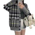 Knitted Plaid Cardigan