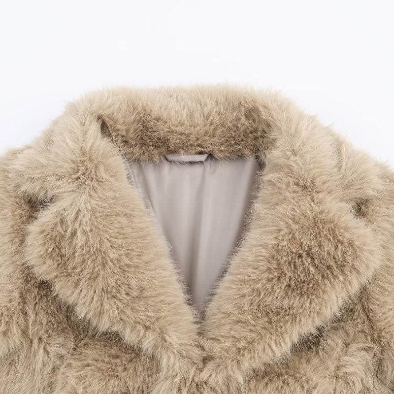 Artificial Fur Effect Short Jacket: The Luxe Commute Essential