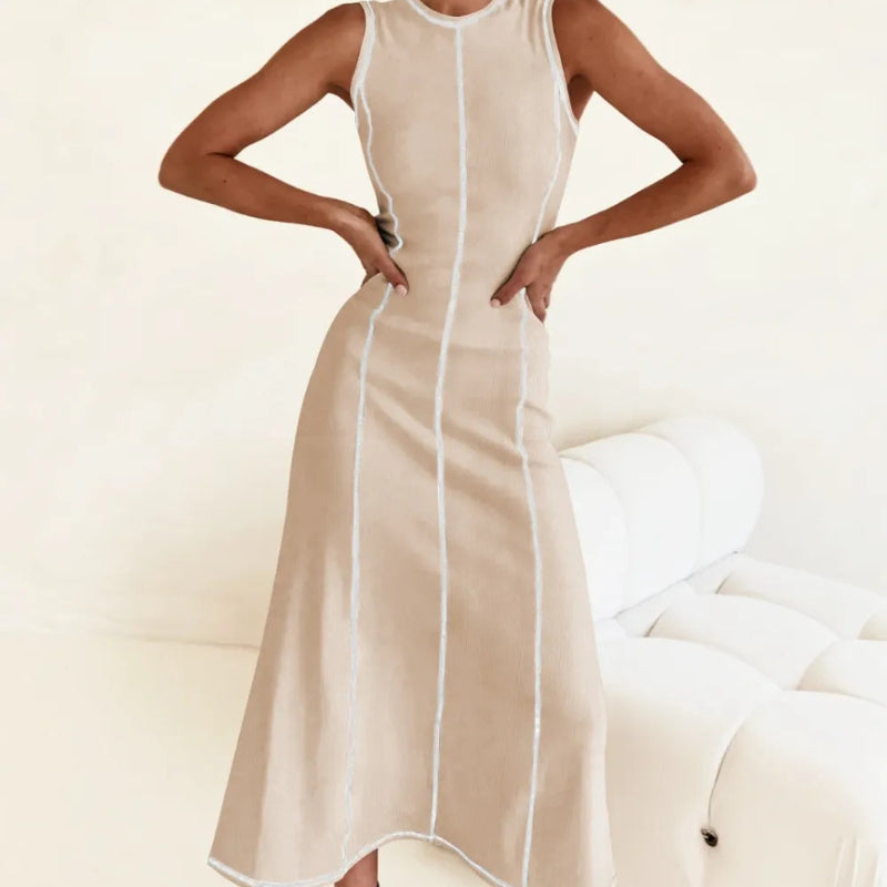 Contrast Stitching Maxi Tank Dress