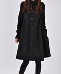 Mid Length Loose Fitting Woollen Coat - runwayfashionista.com