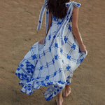 Elegant Vacation Style Maxi Dress - Blue