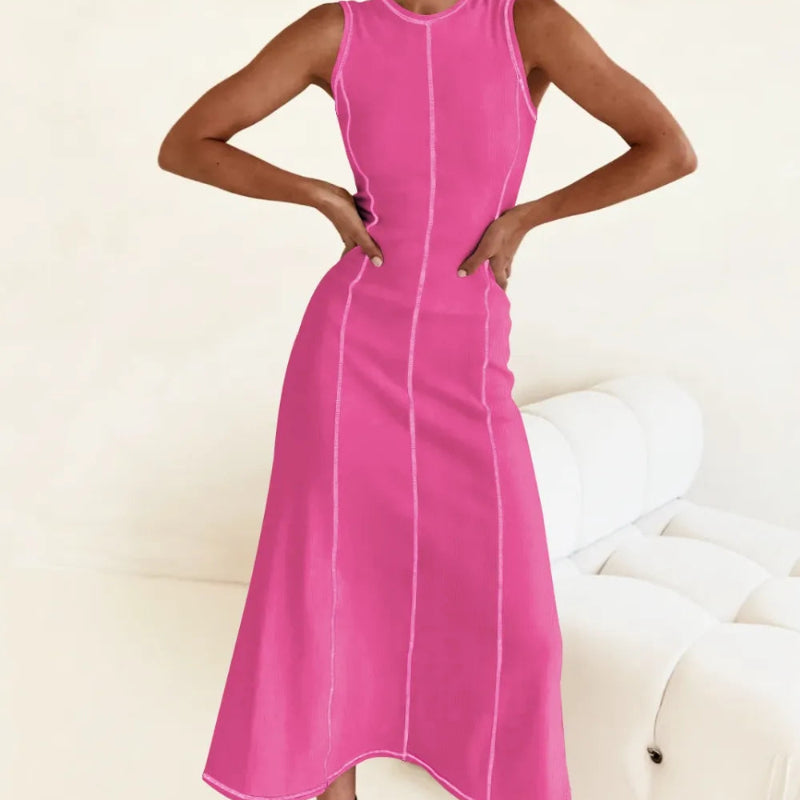 Contrast Stitching Maxi Tank Dress