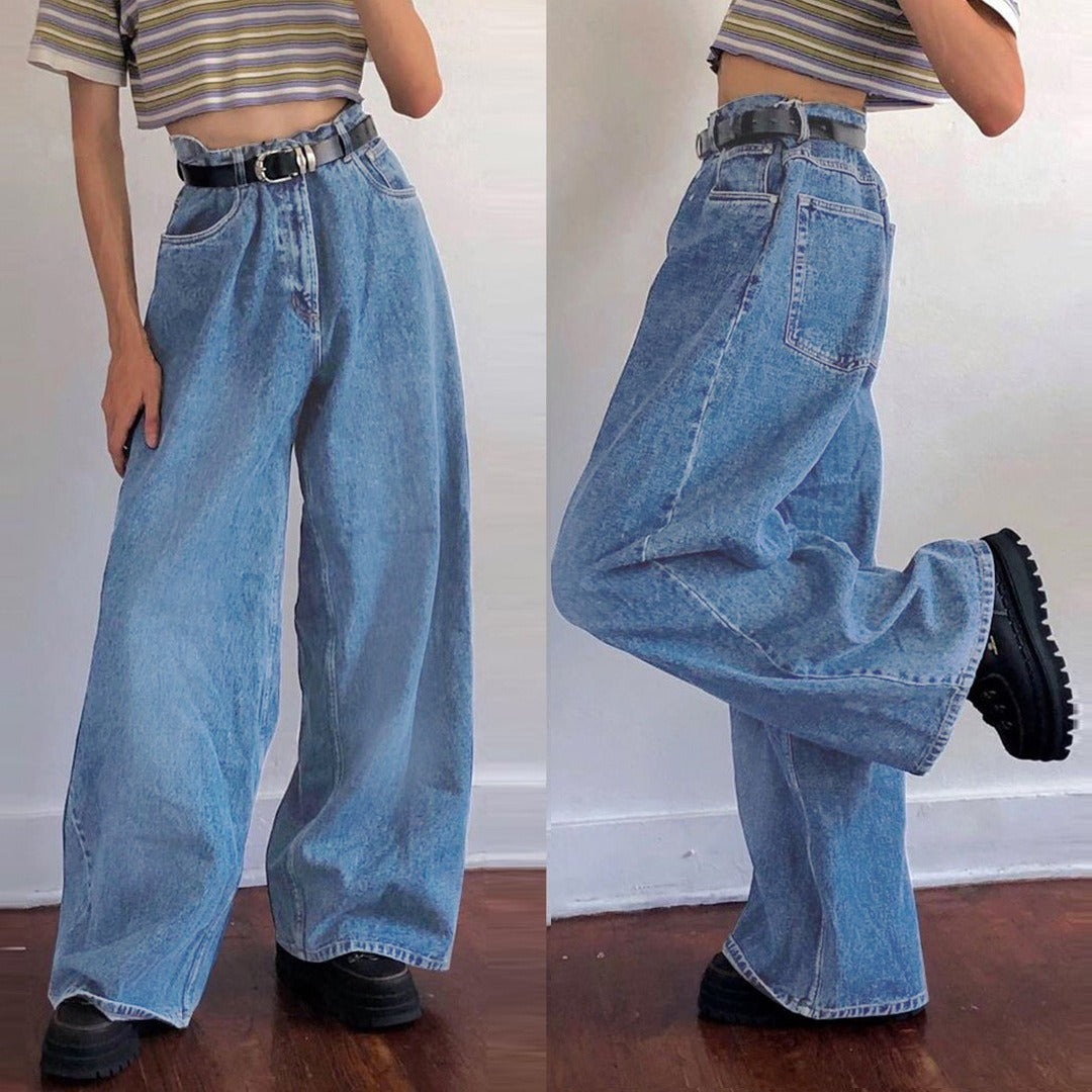 Trendy Wide Leg Jeans - runwayfashionista.com