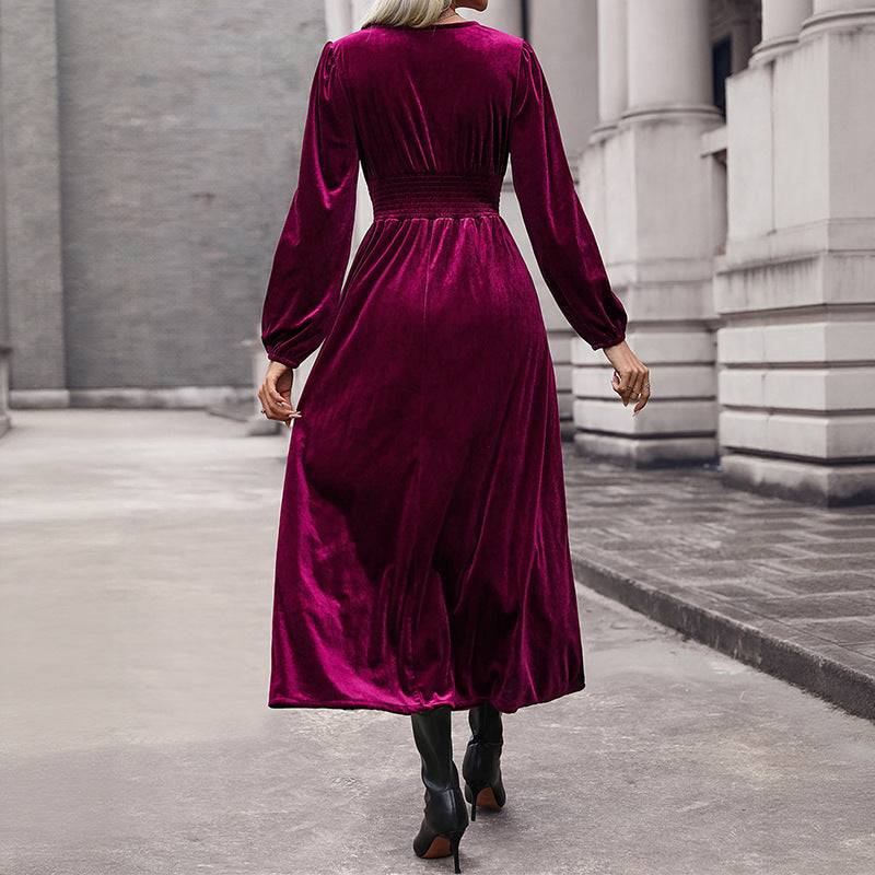 Luxe Velvet: Wine Red Lace Dress
