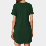 V-Neck Short Sleeve Lounge Dress - runwayfshionista.com