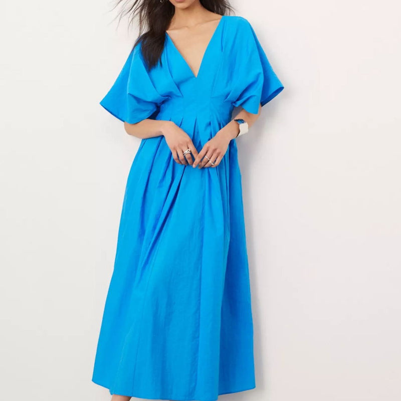 V-neck Waist Slimming Long Skirt Dress