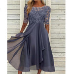 Elevate Your Presence: The Elegant Chiffon Lace Hollow-Out Maxi Dress