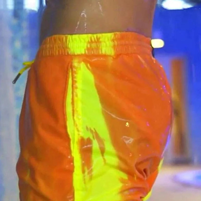 Discoloration Male Sports Shorts