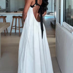 Two - Tone Bustier - Style Maxi Dress With Open Back