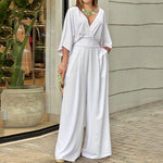 V-neck Short-sleeved Jumpsuit - white