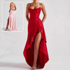 Backless Ruffles Irregular Maxi Dress