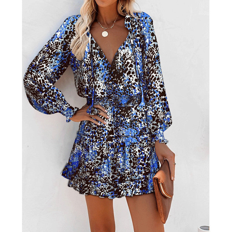 Floral Print Long Sleeve Mini Dress