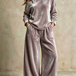 Velvet Off-Shoulder Two-Piece Set