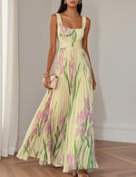 Floral Print Pleated Maxi Dress