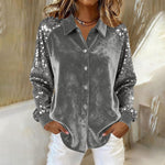 Long Sleeve Turn-down Collar Button Shirts - grey