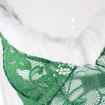 Green Lace Lingerie Slip with White Trim