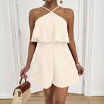 Crinkled Halter Neck Ruffled Romper