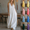 Casual Sleeveless Loose Fit Vest V-neck Maxi Dress With Front Pockets