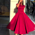 V-neck Short-sleeved Midi Dress