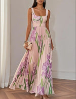Floral Print Pleated Maxi Dress