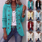 Double-Button Ruffle-Trim Knit Cardigan