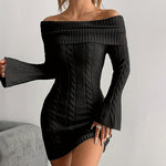 Off Shoulder Long Sleeve Mini Club Dress