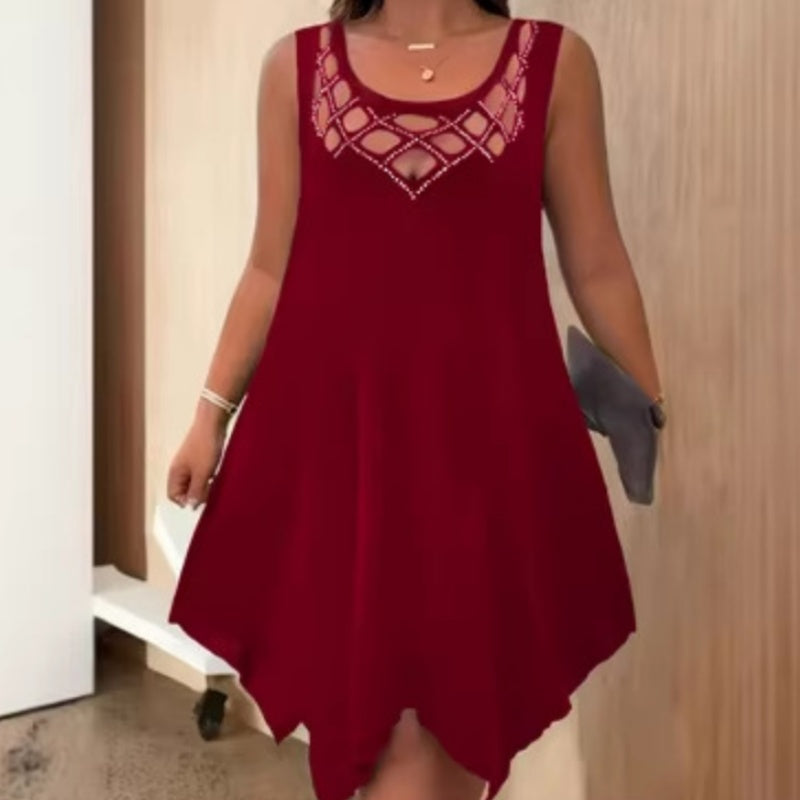 Sleeveless Commuter Dress - wine red