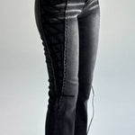 Washed Distressed Side Lace-Up Flare Jeans