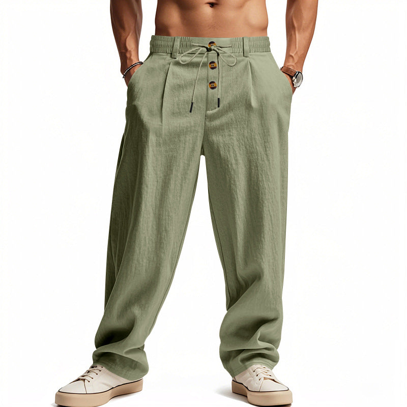 Breathable Cotton Linen Loose Pants - grey