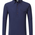 Men's Linen Blend Half-Button Shirt - navy blue
