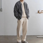 Zip Up Knitted Cardigan - grey