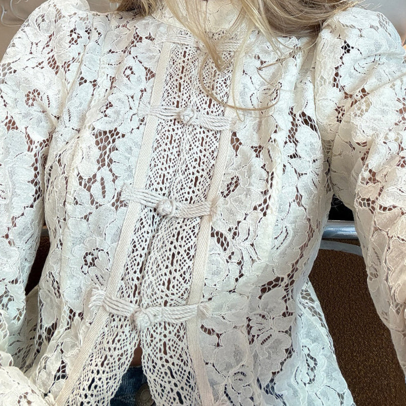 Lace Panel Long Sleeve Shirt